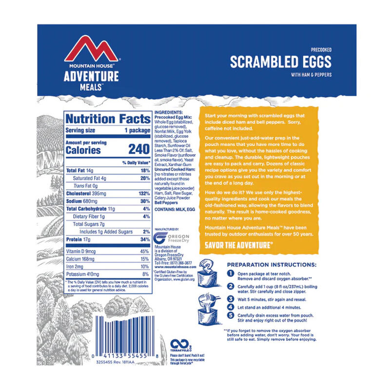 Scrambled Eggs with Ham & Peppers | Mountain House Freeze Dried Food Pouch, , large image number 1